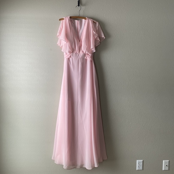 JJ’s House A-Line V-neck Floor-Length Chiffon Bridesmaid Dress - Picture 7 of 13
